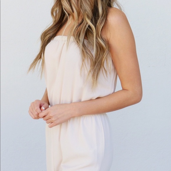 Cream Strapless Jumpsuit - Picture 4 of 8